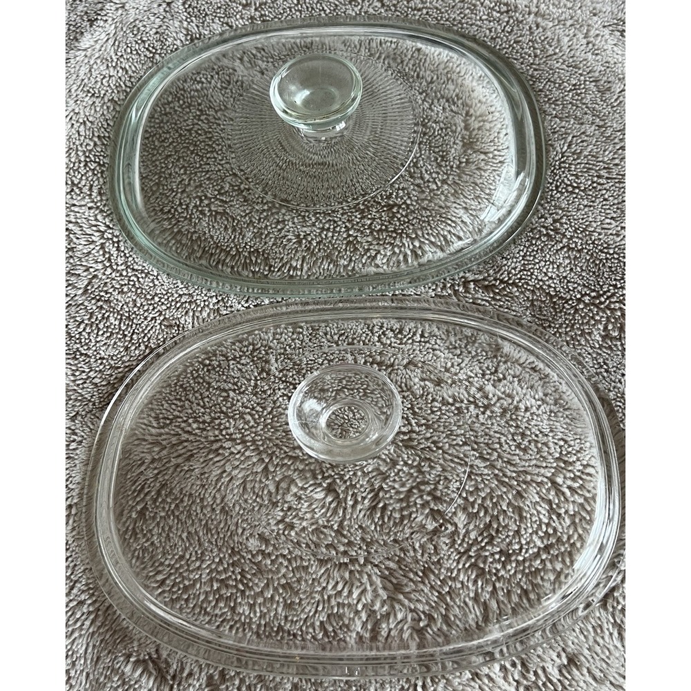 Replacement Pyrex‎ Lids Set of 2 Clear Oblong F-12-C Blueish Oblong 34 F12C